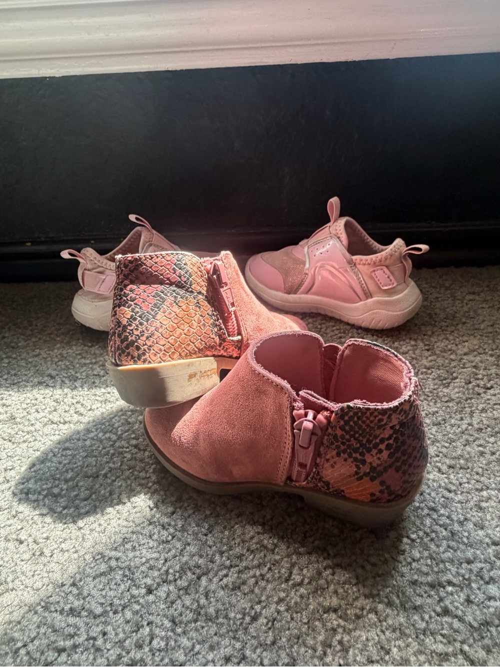 Toddler shoe bundle Girls Pink Ankle Boots & Slip-On Sneakers Both size 6